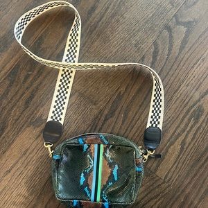 Clare V crossbody with checkered strap